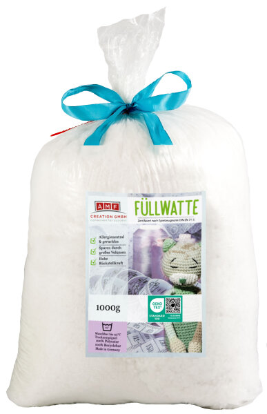 Sensalux Füllwatte 1 kg Weiß, waschbar 95 °C für Kissen & Kuscheltiere