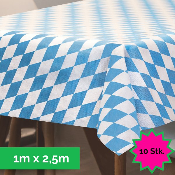 Sensalux Tischdecke, abwaschbar, Vorteilspack, 10 Stück, 1m x 2,5m, Bayern
