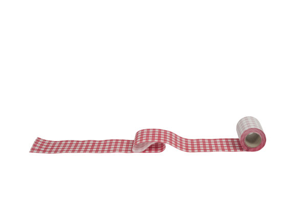 Sensalux Tischläufer 30cm x 25m Karomuster, Weiß-Rot