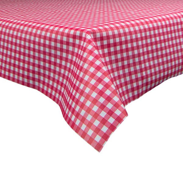 Sensalux abwaschbare Tischdecke, 1,18m x 2,5m, Karomuster, Weiß-Rot