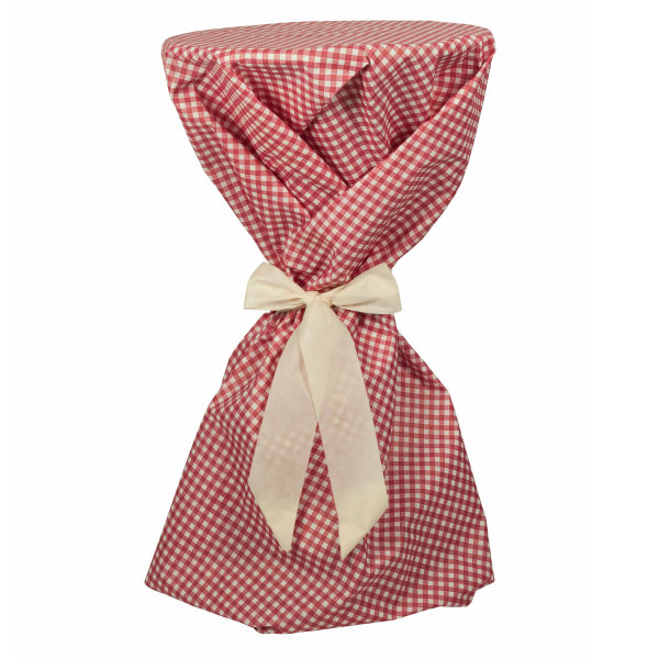 Sensalux Stehtischüberwurf karomuster, weiß-rot Schleifenband creme