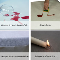 Sensalux Stehtischüberwurf karomuster, weiß-rot Schleifenband creme