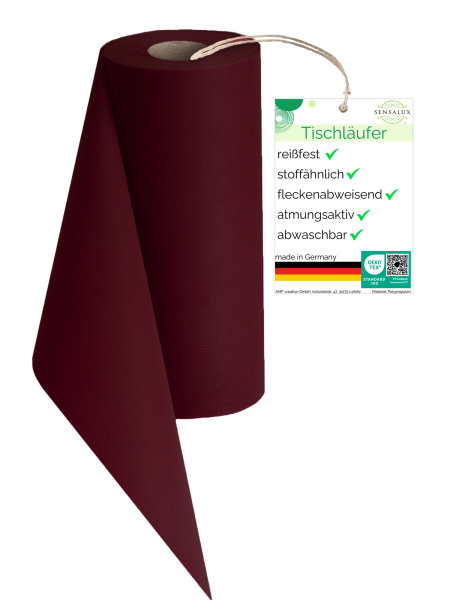 Sensalux NATURE Tischläufer - 0,3m x 25m Weinrot