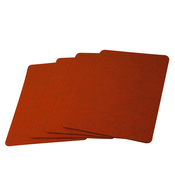 4x Tischset abgerundete Ecken orange-meliert 30x45cm