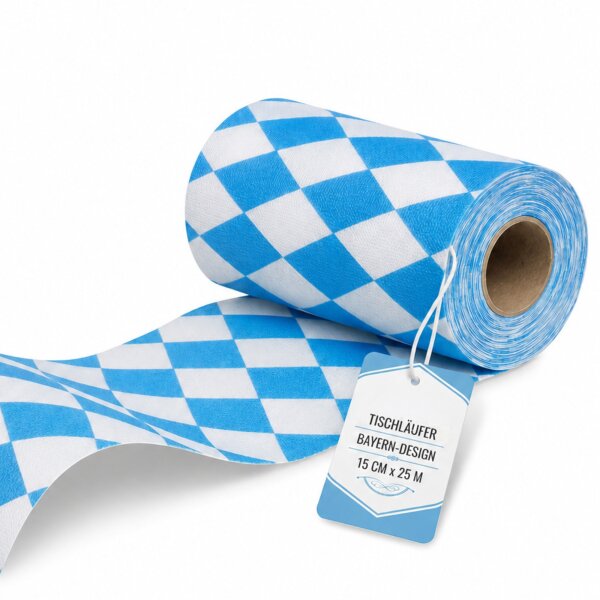 Sensalux Oktoberfest Tischwäsche, bayrische Raute, Tischläufer 0,15m x 25m