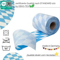 Sensalux Tischläufer 30cm x 25m Bayern / Wiesn / Raute Blau-Weiß / Bavaria