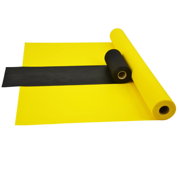 Sensalux Kombi-Set 1 Tischdeckenrolle 1m x 25m gelb + Tischläufer 30cm schwarz