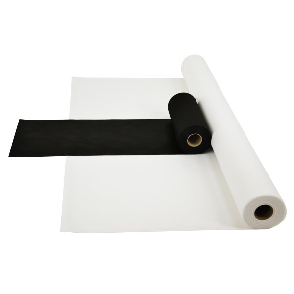 Sensalux Kombi-Set 1 Tischdeckenrolle 1m x 25m weiß + Tischläufer 30cm schwarz