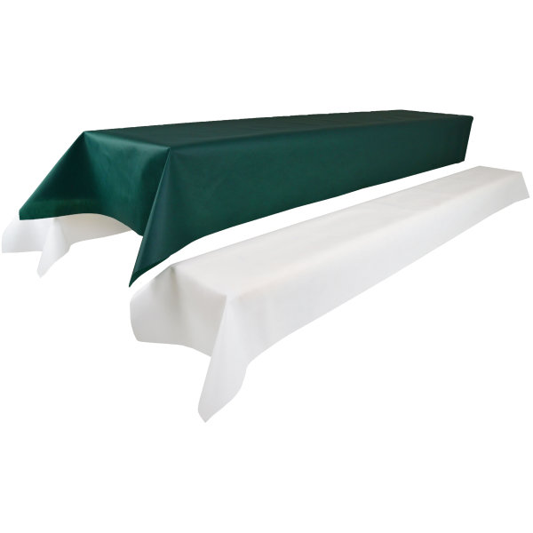 Sensalux abwaschbare Tischdecke, 1m x 2,5m, Grün, inkl. 2 weiße Bankauflagen