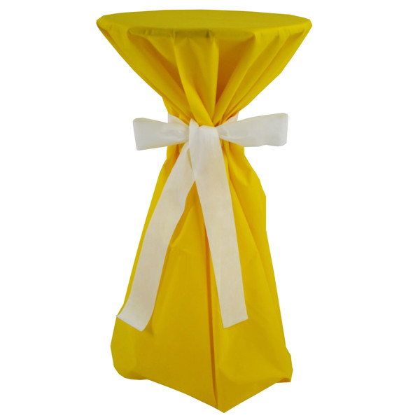 Sensalux Stehtischhusse 60cm Ø gelb, Schleifenband weiß
