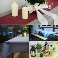 Sensalux abwaschbare Tischdecke, 1,18m x 2,5m, Bordeaux, inkl. 2 weiße Bankauflagen