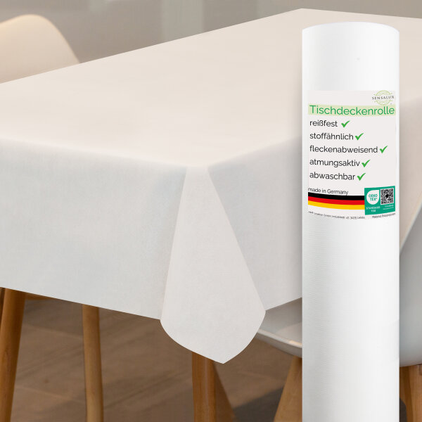 Sensalux Tischdeckenrolle, wasserabweisend, 80g/m², bis zu 45% Recyclat, 0,79m x 40m, Weiß