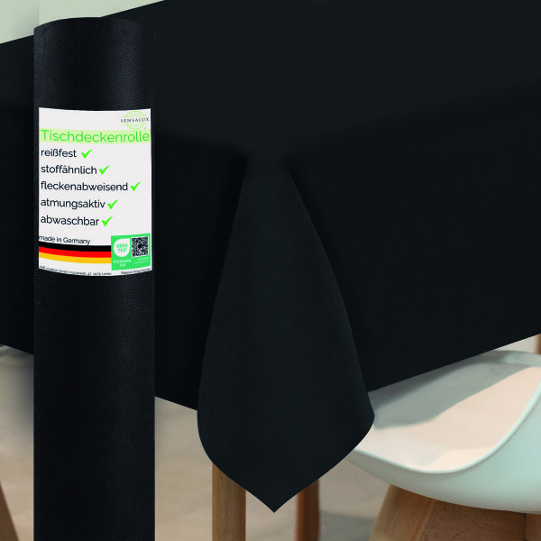 Sensalux Tischdeckenrolle, wasserabweisend, 80g/m², bis zu 45% Recyclat, 1,19m x 25m, Schwarz
