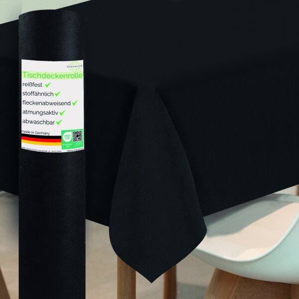 Sensalux Tischdeckenrolle, wasserabweisend, 80g/m², bis zu 45% Recyclat, 1,49m x 25m, Schwarz