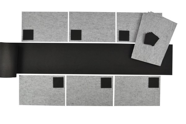 Filz-Kult, Tischläufer + Tischset + Glasuntersetzer - Kombination, 30cm x 1,5m schwarz