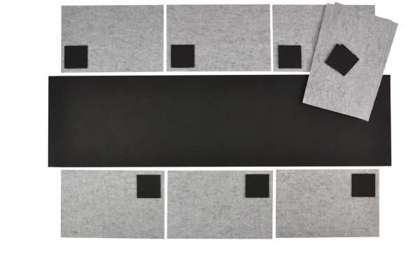 Filz-Kult, Tischläufer + Tischset + Glasuntersetzer - Kombination, 40cm x 1,5m schwarz