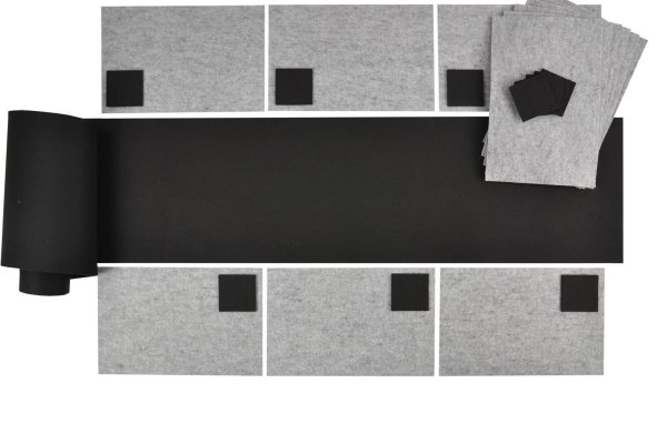 Filz-Kult, Tischläufer + Tischset + Glasuntersetzer - Kombination, 40cm x 2m schwarz