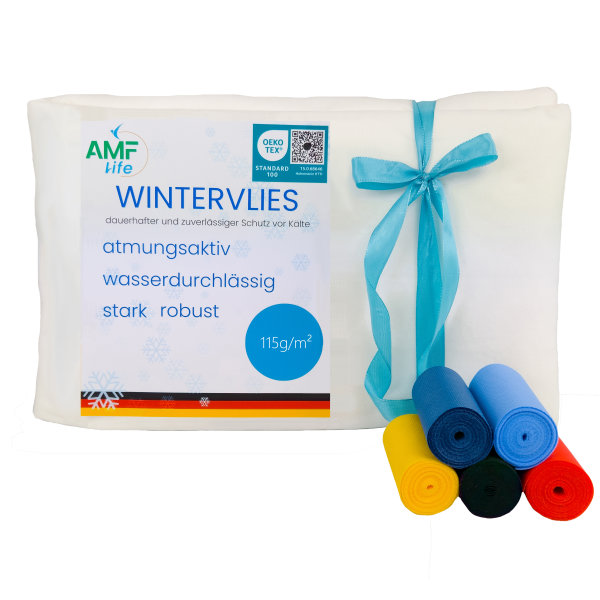 AMF Life Wintervlies, 120g/m², inkl. 5 Befestigungsbänder, Frostschutz für Pflanzen, weiß 1,5m x 10m