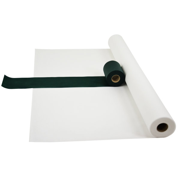 Sensalux Kombi-Set 1 Tischdeckenrolle 1,2m x 25m weiß + Tischläufer 15cm grün