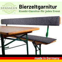 Sensalux Bierzeltgarnitur-Set, Länge: 120cm, Bank: 2x Grau-Beige, Rücken: 2x  Grau-Grau
