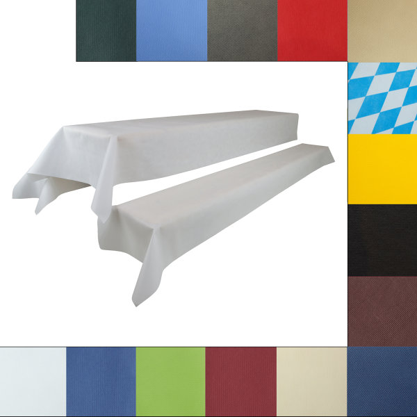 Sensalux abwaschbare Tischdecke (Farbe+Größe wählbar), inkl. 2 weiße Bankauflagen
