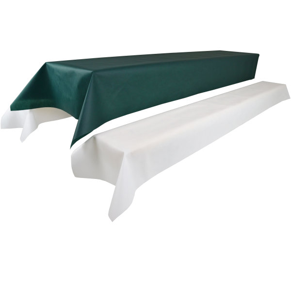 Sensalux abwaschbare Tischdecke, inkl. 2 weiße Bankauflagen 1m x 2,5m Grün