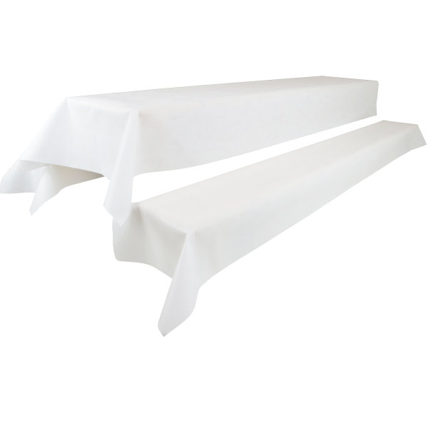 Sensalux abwaschbare Tischdecke, inkl. 2 weiße Bankauflagen 1,18m x 2,5m Weiß