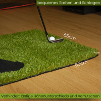 AMF Life Golf Abschlagmatte 85 x 65 x 4cm, Indoor Outdoor, inkl. Tee + Teehalter verstellbar, tragbar, zusammenrollen, chippen, driven
